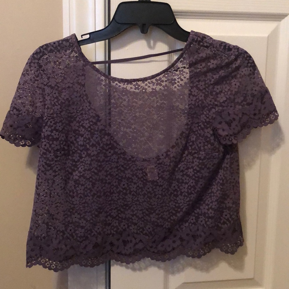 Purple Victoria’s Secret floral sheer shirt